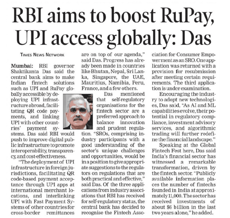 RBI aims to boost RuPay UPI access globally: Das