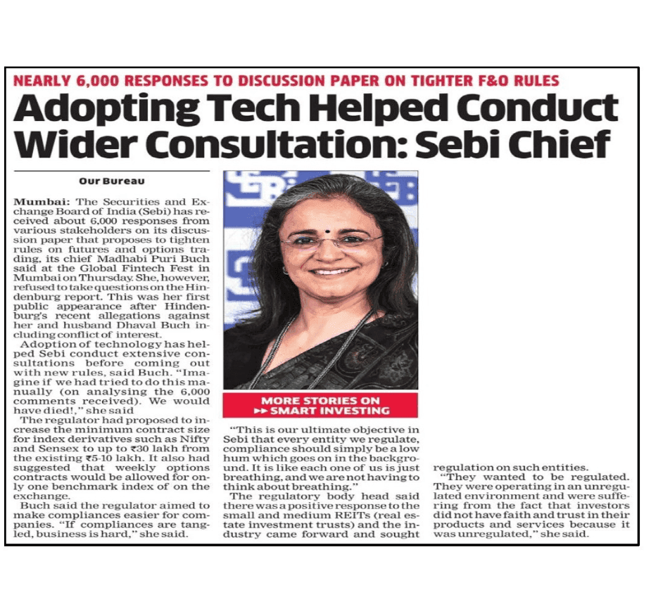 Adopting Tech Helped Conduct Wider Consultation: Sebi Chief